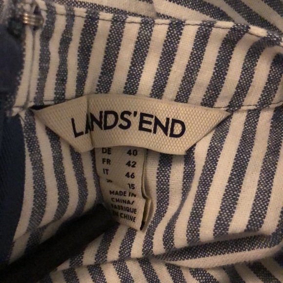Super flattering, easy, navy stripe linen blend short sleeve dress by Lands End - Picture 9 of 16